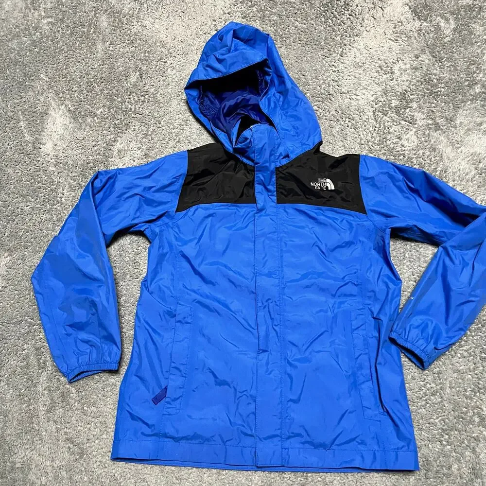 The North Face Jacket Kids Boys Medium 10-12 Blue Rain Nylon Hooded Coat